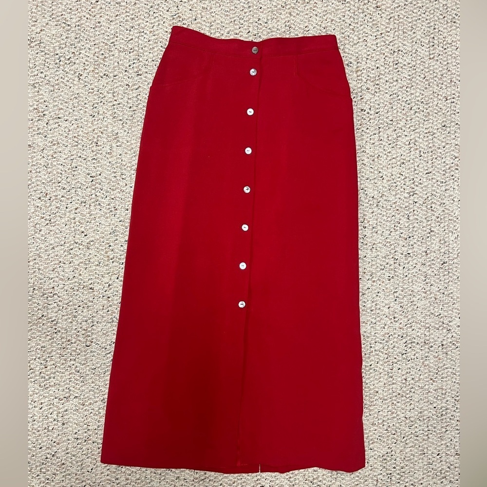 Elegant Red Button-Down Skirt by casual corner